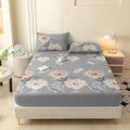 Axyaa Leaf Flower Fitted Sheet - Soft Brushed Polyester Fiber Mattress Cover