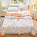 Axyaa Washed Cotton Printed Summer Quilt - Machine Washable Thin Quilt