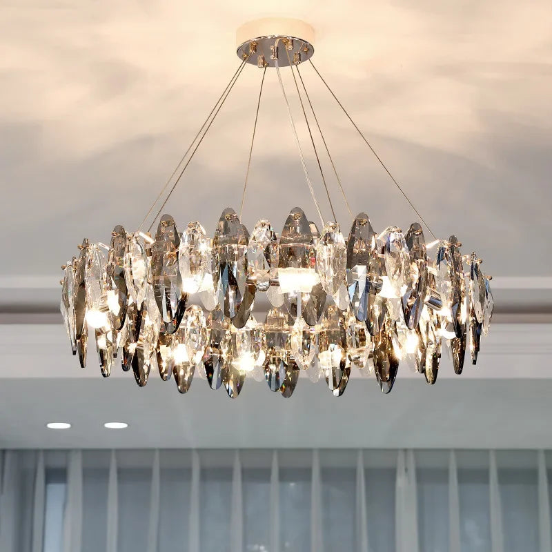 Axyaa Diamond Crystal Chandelier - Modern Luxury Lighting for Home Decor