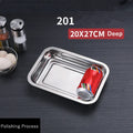 Axyaa Stainless Steel Food Storage Tray Rectangular Baking Pan for Kitchen and BBQ