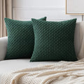 Axyaa Red Corduroy Cushion Cover for Home Sofa Bed - Soft Solid Pillowcase