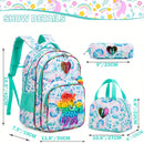 Axyaa Girls' School Backpack Set with Lunch Bag, Pencil Bag & Toy Pendant