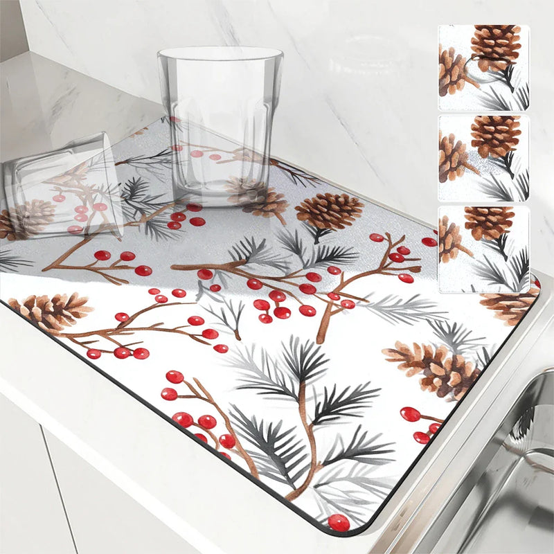 Axyaa Christmas Pine Kitchen Drying Mat