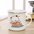 Milk Mocha Bear Enamel Cup - Axyaa Cute Animal Couple Gift