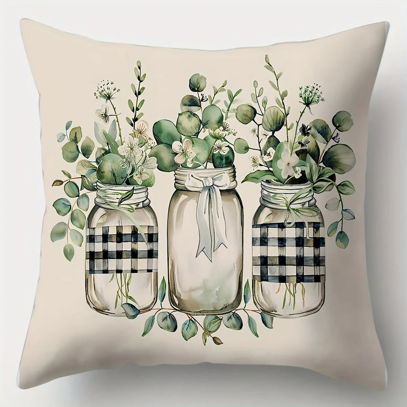 Axyaa Flower Bow Print Pillowcase for Living Room Sofa Chair Decoration