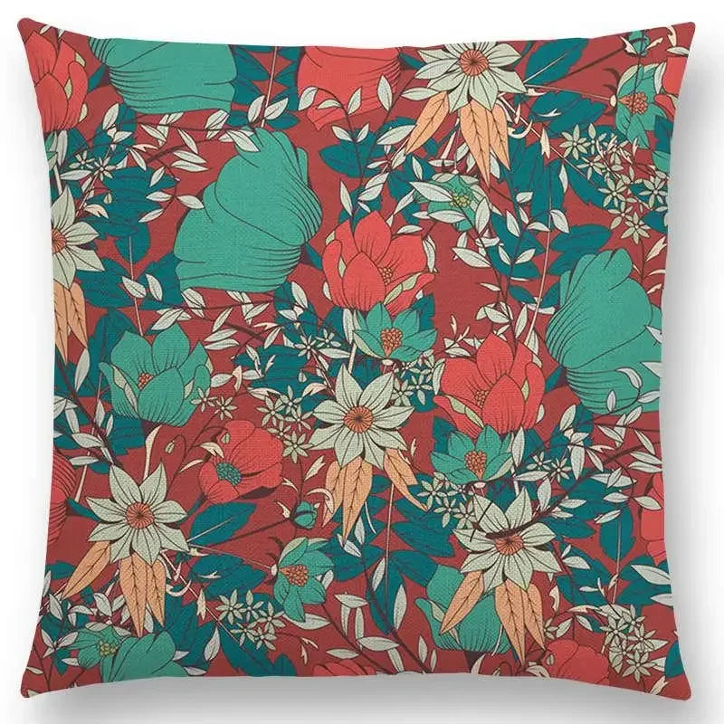 Axyaa Botanical Floral & Butterfly Cushion Cover - Home Decor Sofa Pillow Case