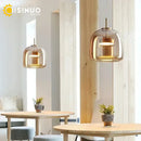 Axyaa Glass Pendant Light in Cognac Smoke LED12w Luxury Hanging Lamp