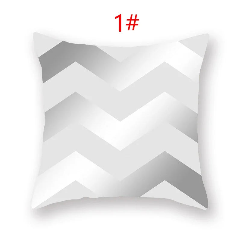 Axyaa 18" Sliver Grey Geometry Striped Pillowcase Home Decor Pillow Cover