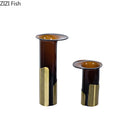 Axyaa Brown Glass Vase with Golden Frame for Modern Floral Arrangement