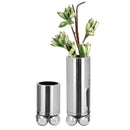 Axyaa Silver Cylinder Vase | Geometric Sphere Flower Arrangement Holder