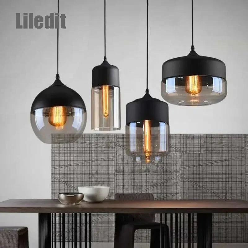 Axyaa Black Glass Pendant Light Fixture for Modern Indoor Decor