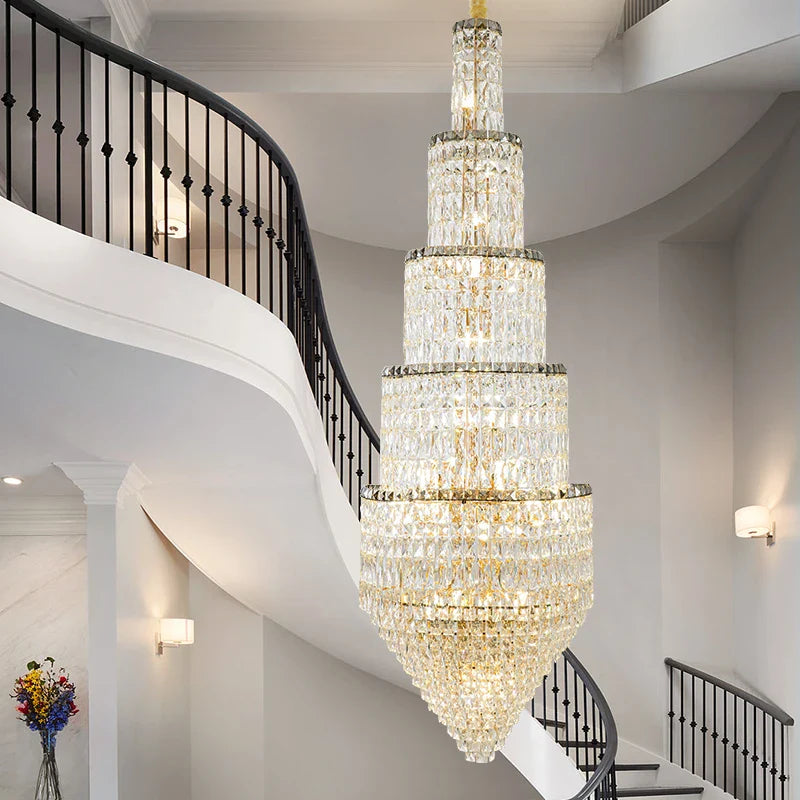 Axyaa Crystal Hollow Chandelier: Elegant Fashion Lighting for Duplex Villa Hall