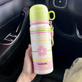 Axyaa Kawaii Hearts Stainless Steel Thermal Water Bottle 550ml - Leak-Proof Thermos Tumbler
