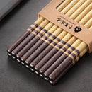 Axyaa Striped High-Grade Nanzhu Chopsticks Set - 10 Pairs, Paintless & Waxless