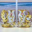 Axyaa White Swan Vase Set for Home Decor and Weddings