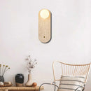 Axyaa White Glass LED Wall Light - Yellow Travertine Button Switch - Wabi Sabi Design