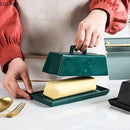 Axyaa Ceramic Butter Dish with Lid - Stylish Cheese & Dessert Plate