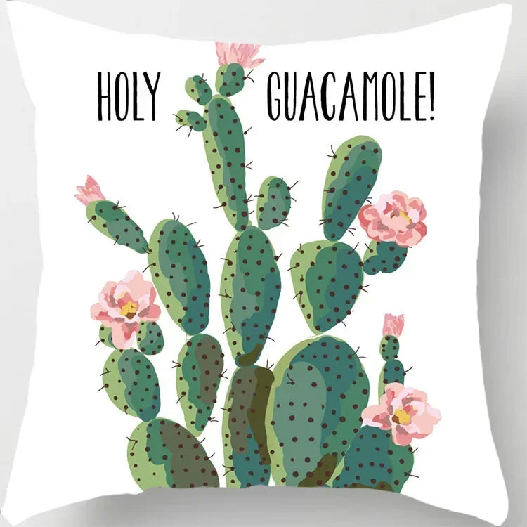 Axyaa Tropical Cactus Potted Pillowcase for Home and Office Decor