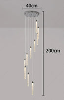 Axyaa Crystal Chandelier Stair Pendant Lamp Living Room Pendant Lights