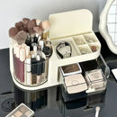 Axyaa 360° Rotating Makeup Organizer with Drawer, Vanity Jewelry Box and Brush Holder