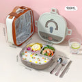 Axyaa Stainless Steel Divided Lunch Box with Cutlery - Leakproof & Portable