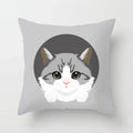 Axyaa Cute Cat Round Head Cushion Cover 45x45cm Polyester Pillowcase Square