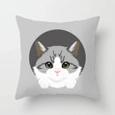 Axyaa Cute Cat Round Head Cushion Cover 45x45cm Polyester Pillowcase Square