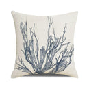 Axyaa Coral Marine Life Watercolor Cushion Cover Ocean Fish Linen Pillowcase
