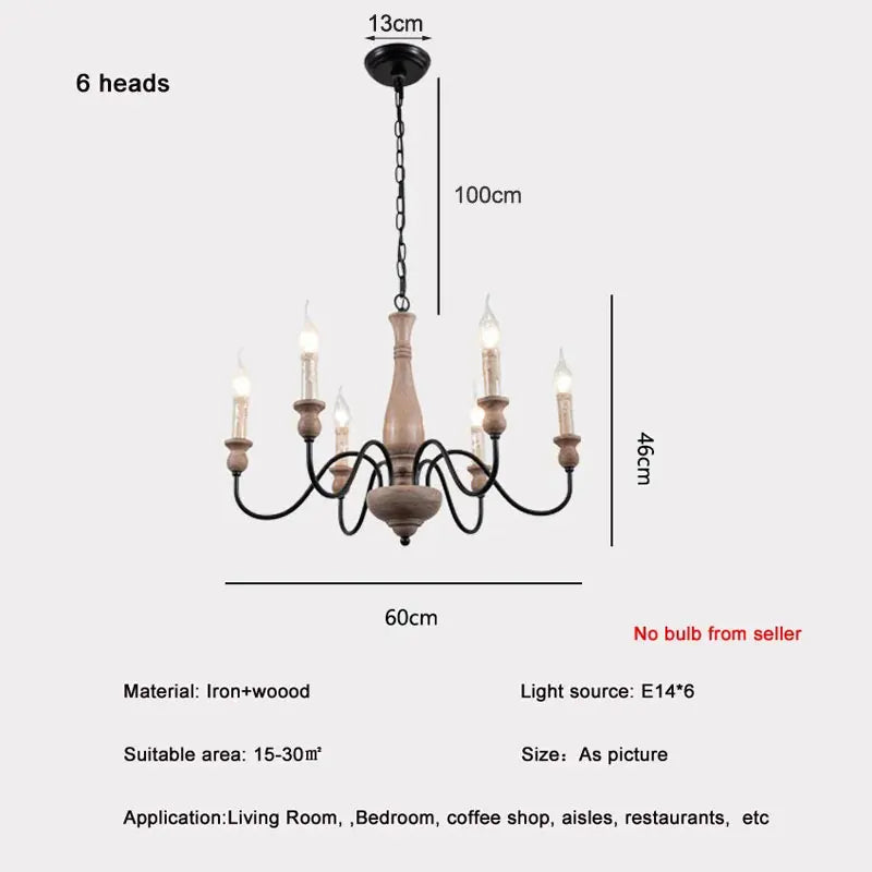 Axyaa Retro Chandelier: Solid Wood Dining Room Lamps for Stylish French Designer Home Decor