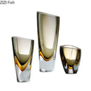 Axyaa Minimalist Amber Glass Vase for Modern Home Decor and Flower Arrangements