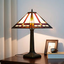 Stained Glass Table Lamp Mission Style by Axyaa - Amber Brown for Home Office