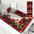 Christmas Dwarf Gift Poinsettia Drying Mat by Axyaa - Non-Slip Absorbent Kitchen Mat