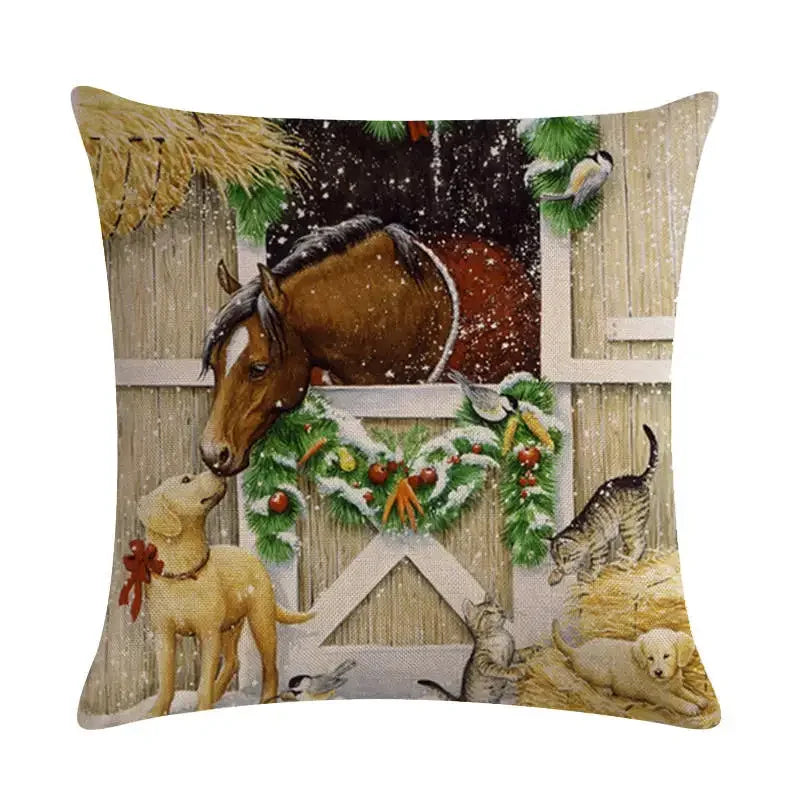 Axyaa Christmas Cartoon Animals Cushion Cover 45X45CM