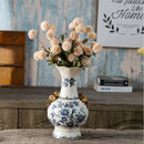 Axyaa Blue and White Ceramic Vase - American Retro Living Room Decor