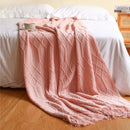 Axyaa Boho Knit Throw Blanket with Tassels | Woven Textured Plaid Chunky Vintage Style