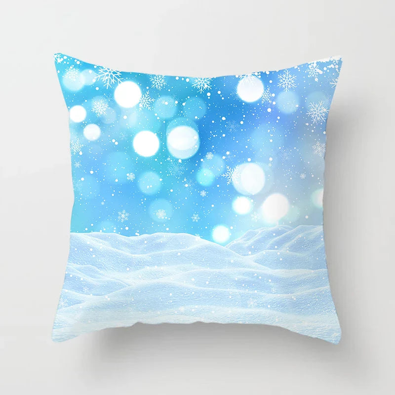 Blue Winter Snowflake Pillowcase for Stylish Christmas Decor by Axyaa