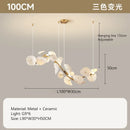 Axyaa Ceramic Chandelier: Elegant Lotus Leaf Design, Creamy Finish, Luxury Lighting for Home & Restaurant