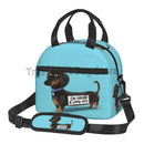 Dachshund Print Insulated Lunch Bag by Axyaa - Waterproof Thermal Tote with Adjustable Strap