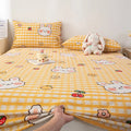 Axyaa Coarse Cotton Printed Fitted Sheet - Non-Slip Dust Cover Protector