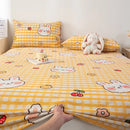 Axyaa Coarse Cotton Printed Fitted Sheet - Non-Slip Dust Cover Protector