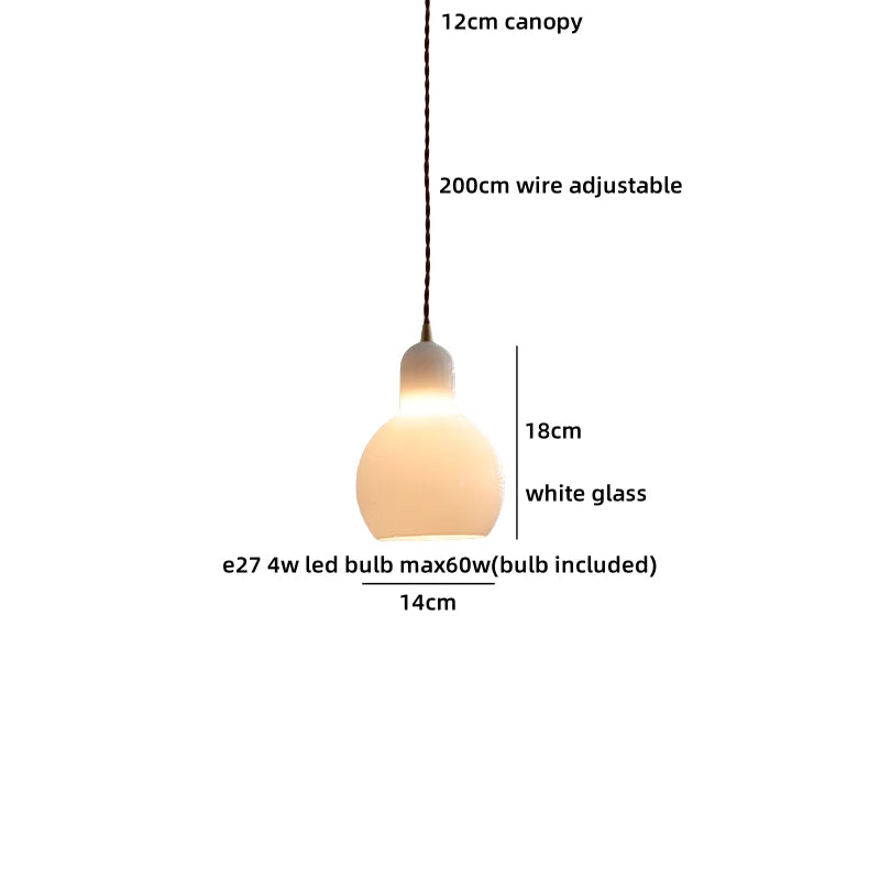 Axyaa White Glass LED Pendant Chandelier - Japan Style Hanging Lamp