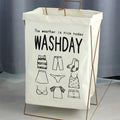 Axyaa Foldable Laundry Basket with Handle - Waterproof Iron Frame Storage Hamper - Large Size