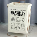 Axyaa Foldable Laundry Basket with Handle - Waterproof Iron Frame Storage Hamper - Large Size