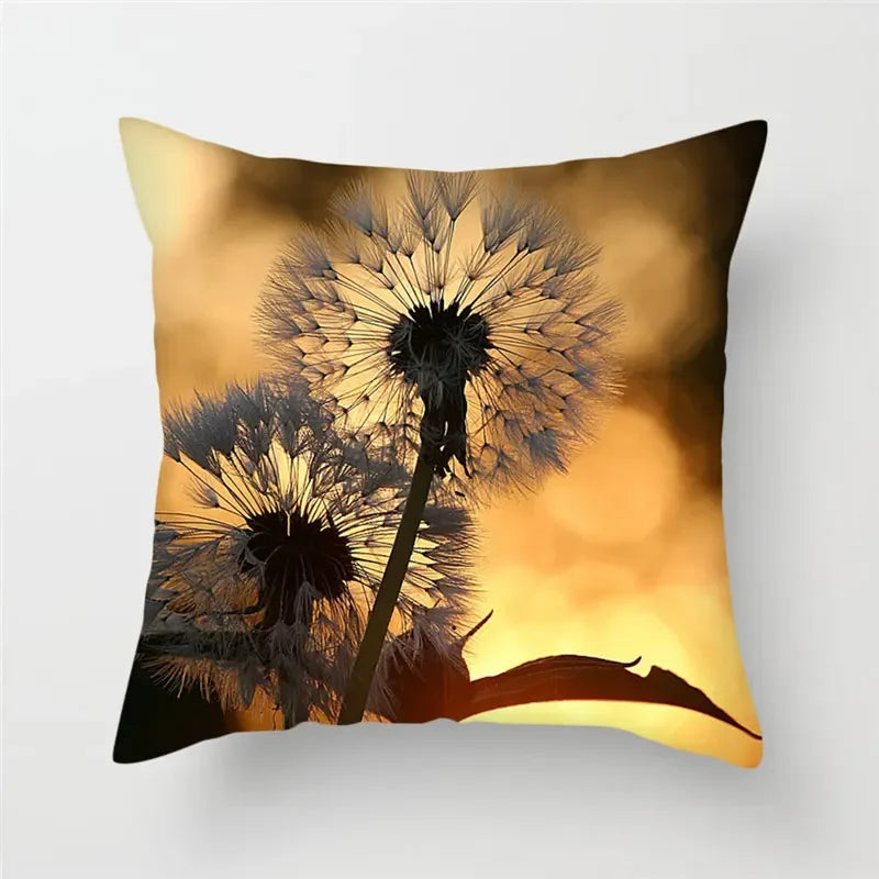 Sunflower Rose Dandelion Floral Cushion Cover for Home Decor 45X45CM by Axyaa