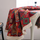 Axya Red Jacquard Christmas Round Table Cloth