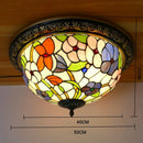 Axyaa Pastoral Glass Ceiling Lamp - European Style Colorful Round Fixture
