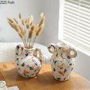 Axyaa Minimalist Pottery Vase for Table Decor and Flower Arrangement