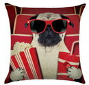 Axyaa French Bulldog Print Linen Throw Pillowcase for Home and Car Decor