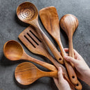 Axyaa Kitchen Utensils Set: Non-Stick Cookware, Wooden Handle, Soup Spoon, Spatula, Rice Spoon, Shovel