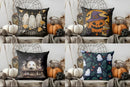 Axyaa Halloween Ghosts & Floral Pillow Cover for Sofa, Bedroom, Car